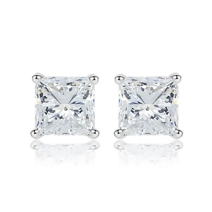 1 Pair Simple Style Geometric Inlay Sterling Silver Zircon Silver Plated Ear Studs