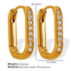 1 Pair Simple Style Geometric Inlay 304 Stainless Steel Rhinestones 18K Gold Plated Earrings