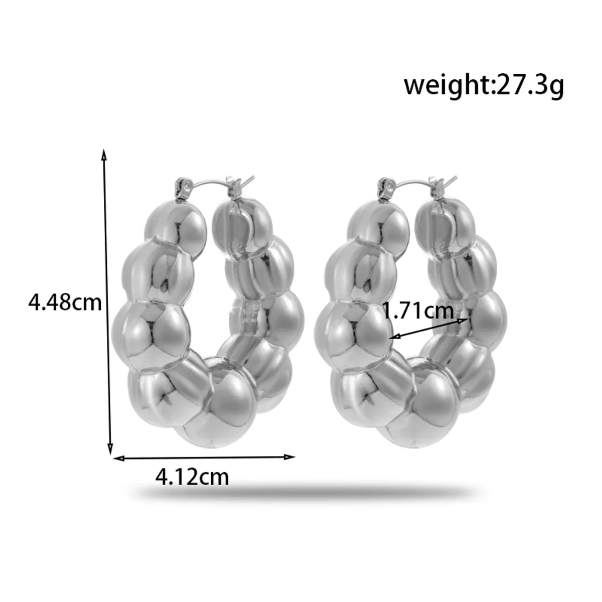 1 Pair Simple Style Geometric Irregular Pleated 304 Stainless Steel Hoop Earrings