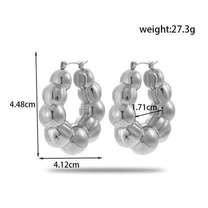 1 Pair Simple Style Geometric Irregular Pleated 304 Stainless Steel Hoop Earrings