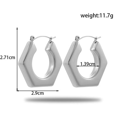 1 Pair Simple Style Geometric Irregular Pleated 304 Stainless Steel Hoop Earrings