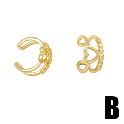 1 Pair Simple Style Geometric Letter Heart Shape Plating Copper 18K Gold Plated Ear Cuffs