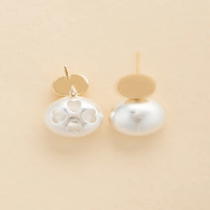 1 Pair Simple Style Geometric Oval Plating Inlay Copper Pearl Ear Studs