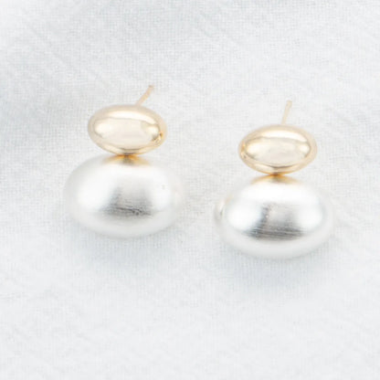 1 Pair Simple Style Geometric Oval Plating Inlay Copper Pearl Ear Studs