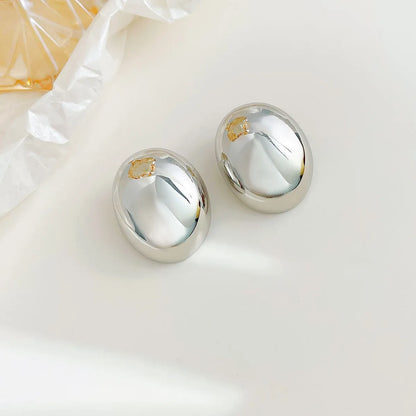 1 Pair Simple Style Geometric Oval Plating Stainless Steel Ear Studs