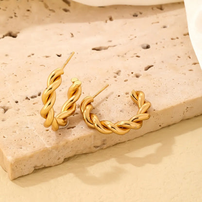 1 Pair Simple Style Geometric Oval Polishing Plating Stainless Steel Gold Plated Ear Studs