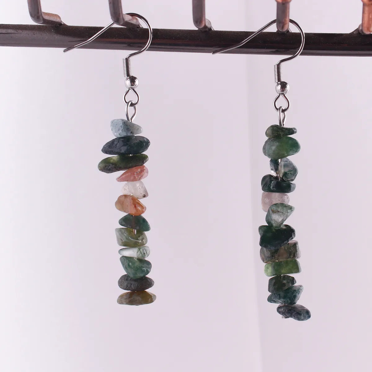 1 Pair Simple Style Geometric Patchwork Natural Stone Drop Earrings