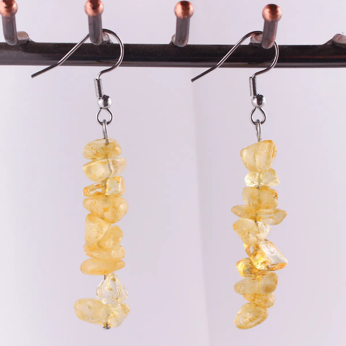 1 Pair Simple Style Geometric Patchwork Natural Stone Drop Earrings