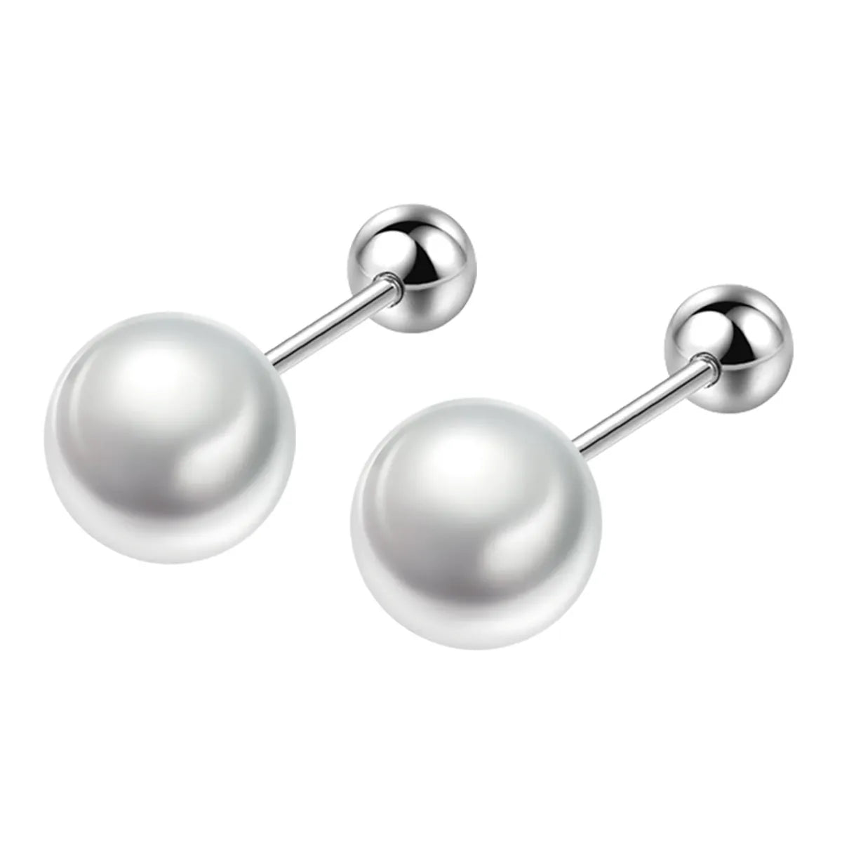 1 Pair Simple Style Geometric Pearl Copper Ear Studs