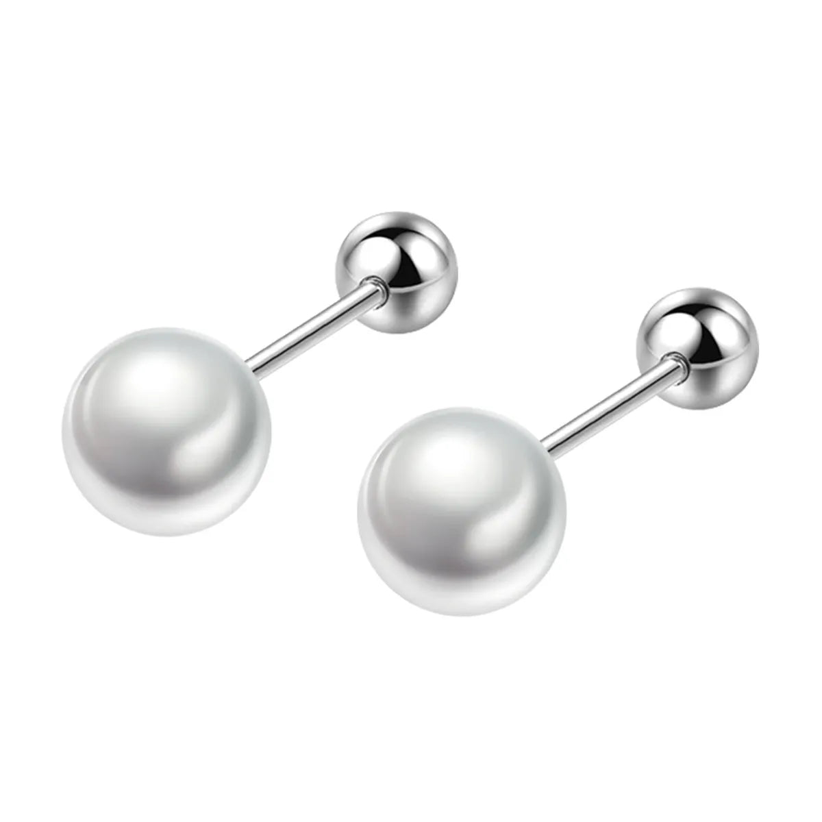 1 Pair Simple Style Geometric Pearl Copper Ear Studs