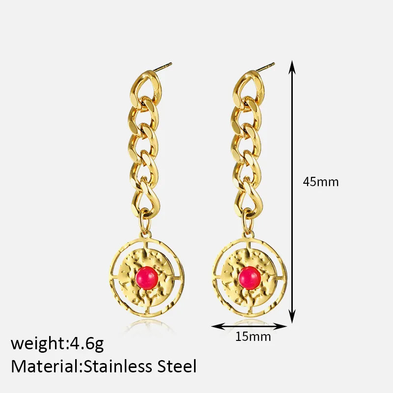 1 Pair Simple Style Geometric Plating 304 Stainless Steel Drop Earrings