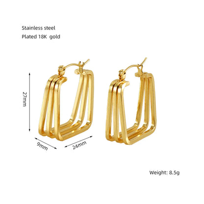 1 Pair Simple Style Geometric Plating 304 Stainless Steel Earrings