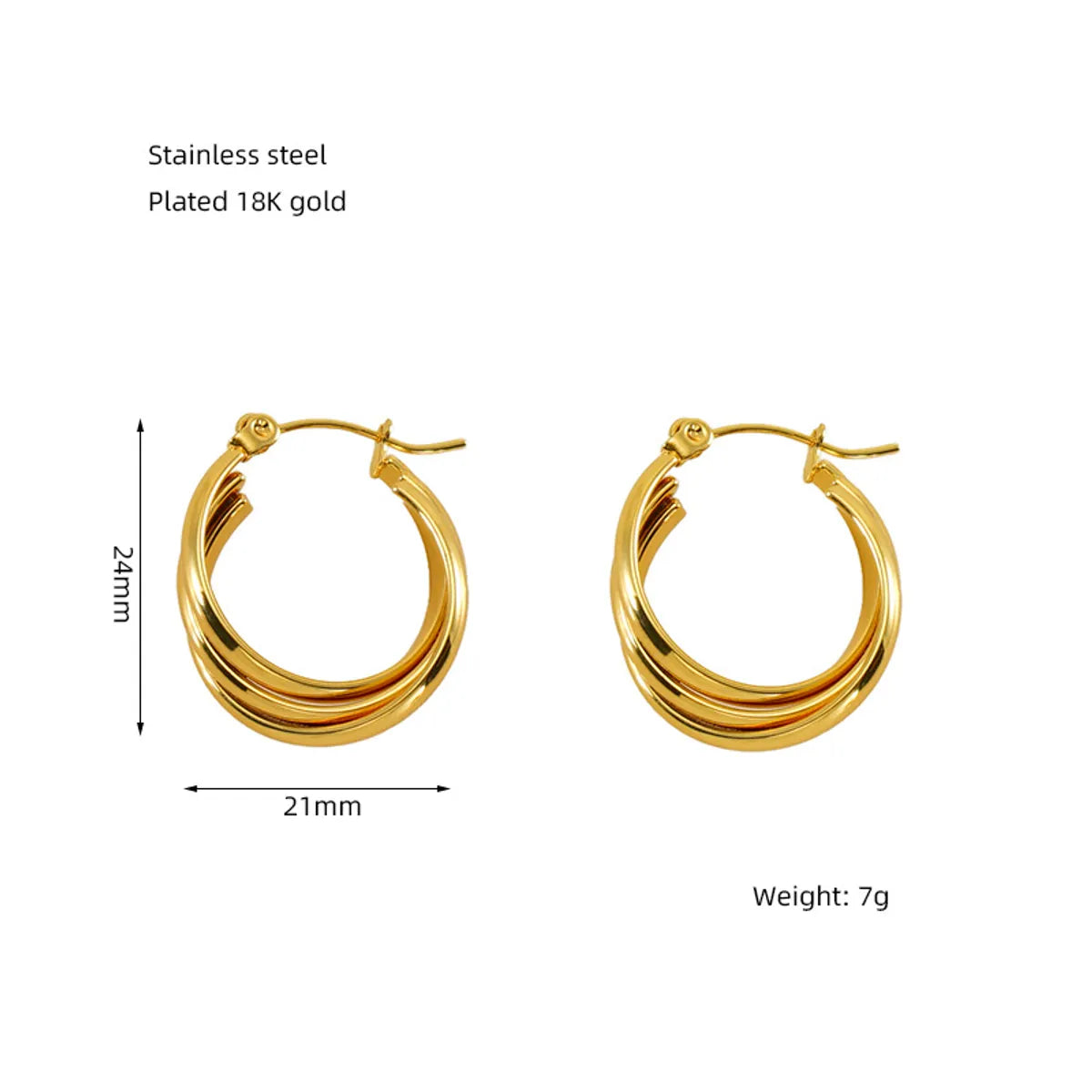 1 Pair Simple Style Geometric Plating 304 Stainless Steel Earrings