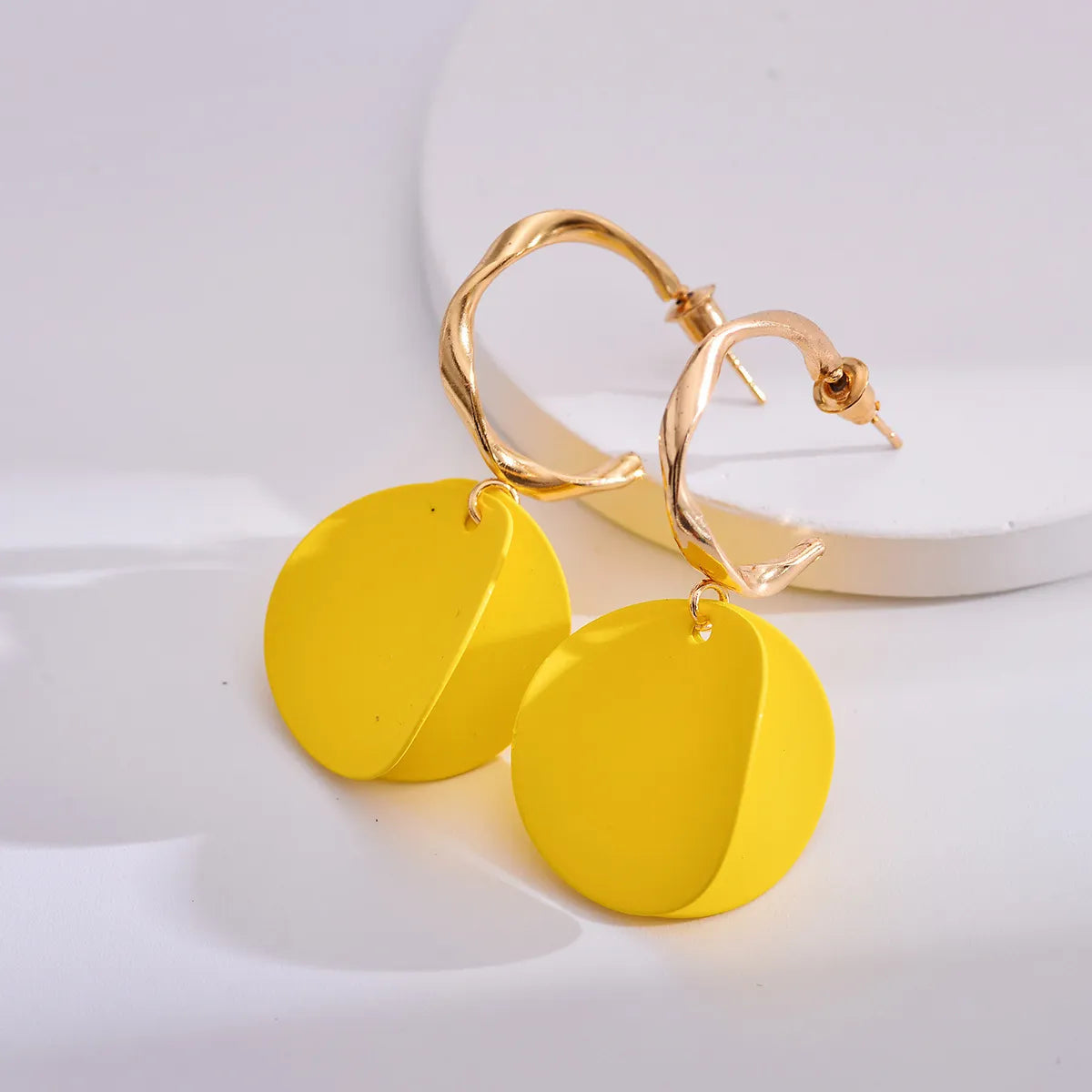 1 Pair Simple Style Geometric Plating Alloy Drop Earrings