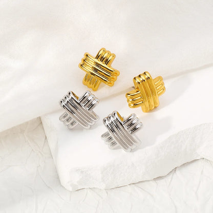 1 Pair Simple Style Geometric Plating Alloy Ear Studs