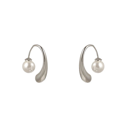 1 Pair Simple Style Geometric Plating Artificial Pearl Alloy Earrings