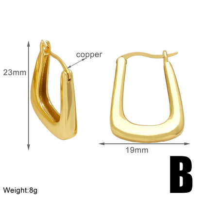 1 Pair Simple Style Geometric Plating Copper 18k Gold Plated Earrings