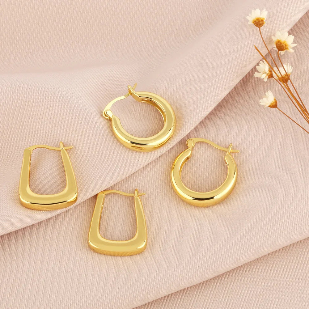 1 Pair Simple Style Geometric Plating Copper 18k Gold Plated Earrings