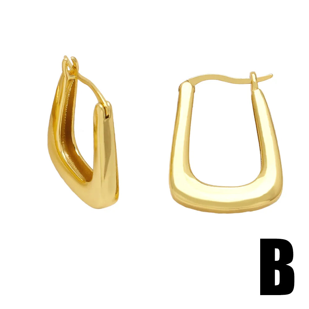 1 Pair Simple Style Geometric Plating Copper 18k Gold Plated Earrings