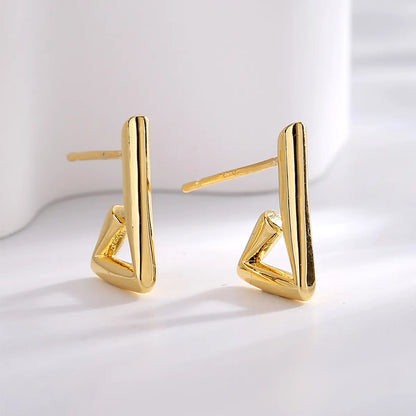 1 Pair Simple Style Geometric Plating Copper 18k Gold Plated Earrings