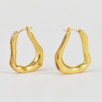 1 Pair Simple Style Geometric Plating Copper 18k Gold Plated Earrings