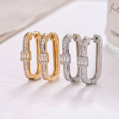 1 Pair Simple Style Geometric Plating Copper Hoop Earrings