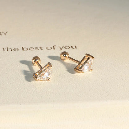 1 Pair Simple Style Geometric Plating Copper Zircon Ear Studs