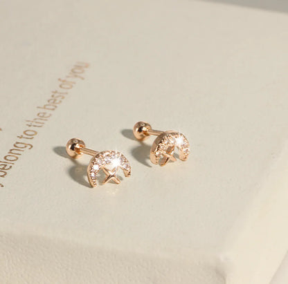 1 Pair Simple Style Geometric Plating Copper Zircon Ear Studs