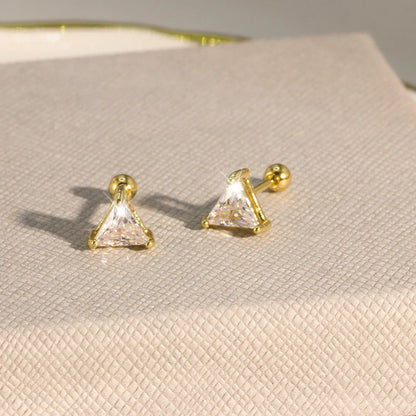 1 Pair Simple Style Geometric Plating Copper Zircon Ear Studs