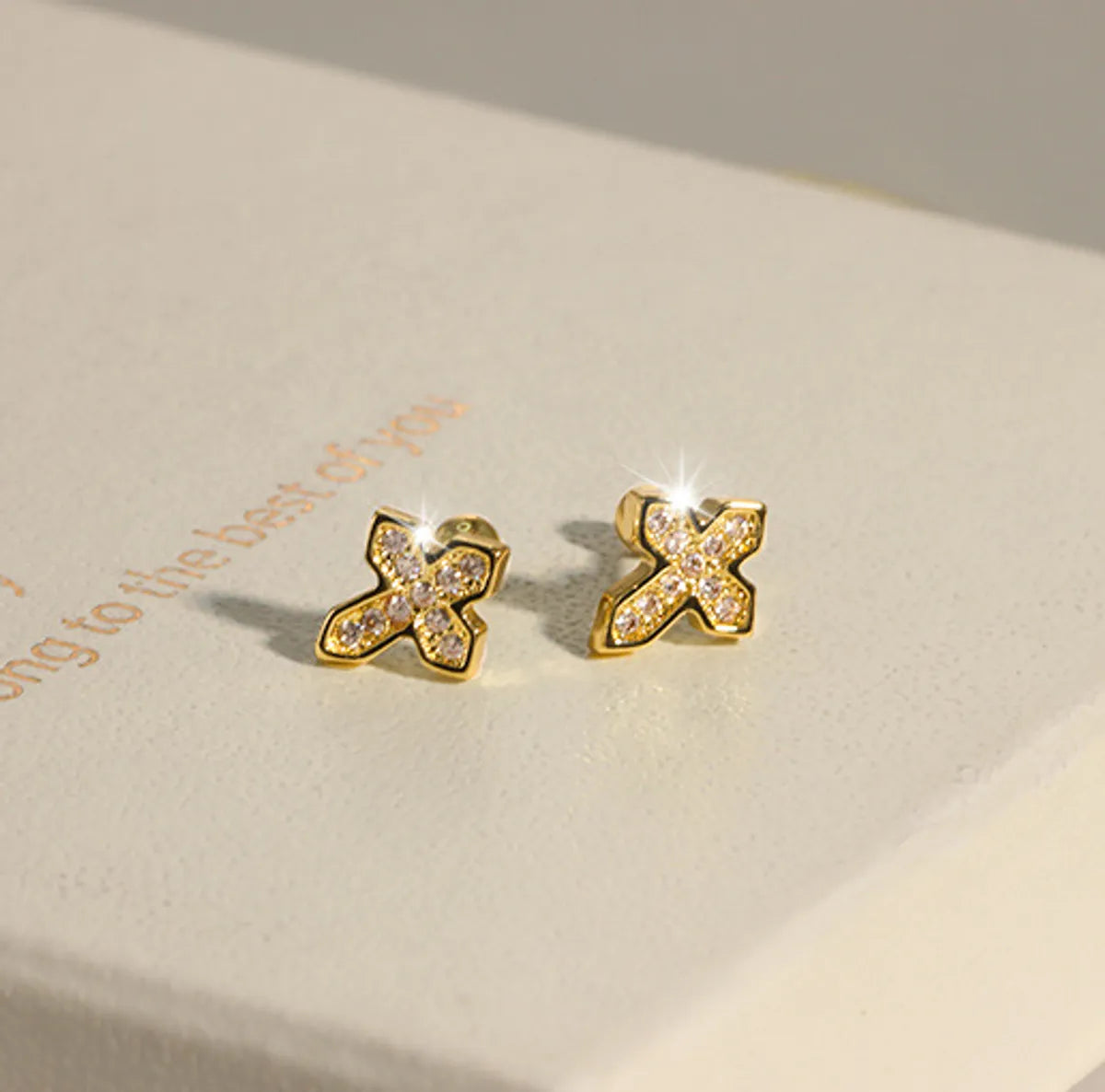 1 Pair Simple Style Geometric Plating Copper Zircon Ear Studs