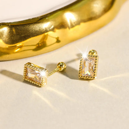 1 Pair Simple Style Geometric Plating Copper Zircon Ear Studs