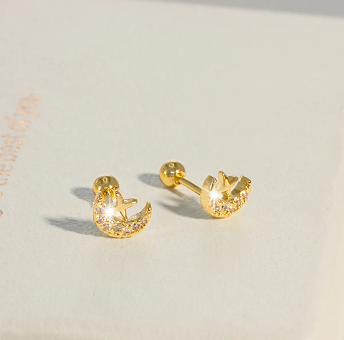 1 Pair Simple Style Geometric Plating Copper Zircon Ear Studs