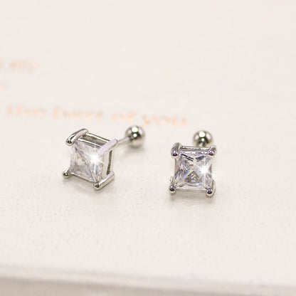 1 Pair Simple Style Geometric Plating Copper Zircon Ear Studs