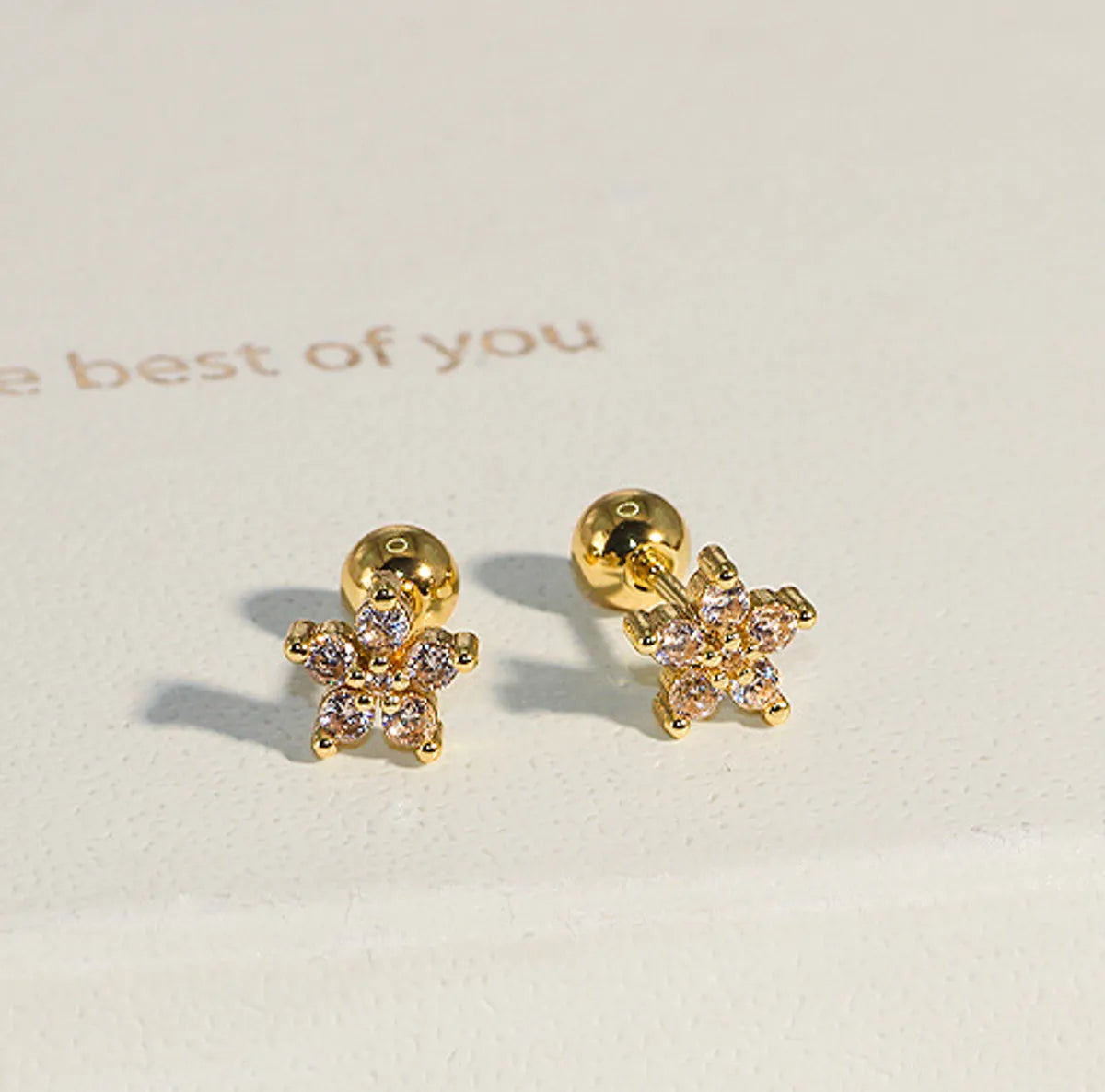 1 Pair Simple Style Geometric Plating Copper Zircon Ear Studs