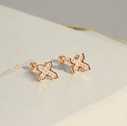 1 Pair Simple Style Geometric Plating Copper Zircon Ear Studs