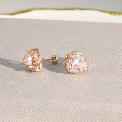 1 Pair Simple Style Geometric Plating Copper Zircon Ear Studs