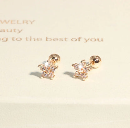 1 Pair Simple Style Geometric Plating Copper Zircon Ear Studs