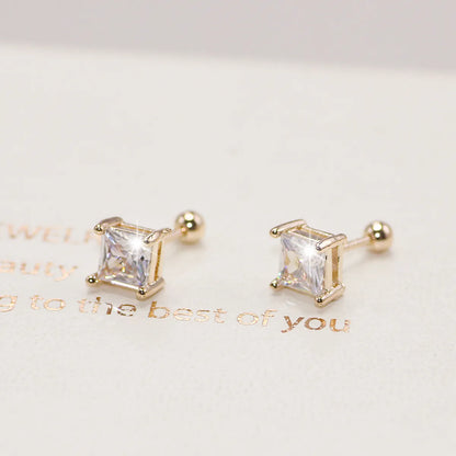 1 Pair Simple Style Geometric Plating Copper Zircon Ear Studs