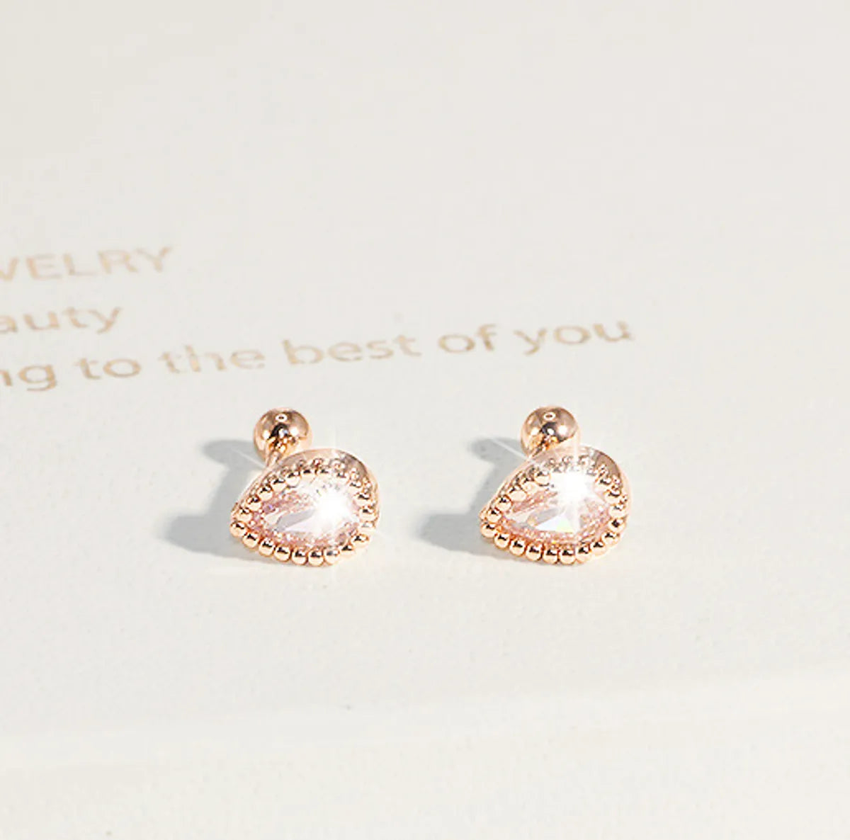 1 Pair Simple Style Geometric Plating Copper Zircon Ear Studs