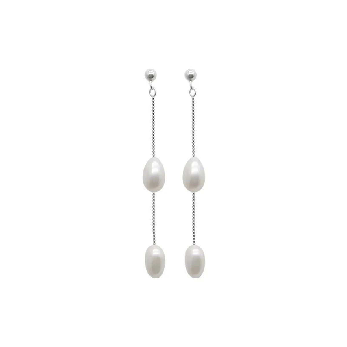 1 Pair Simple Style Geometric Plating Freshwater Pearl Sterling Silver Drop Earrings