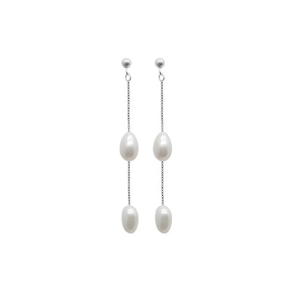 1 Pair Simple Style Geometric Plating Freshwater Pearl Sterling Silver Drop Earrings