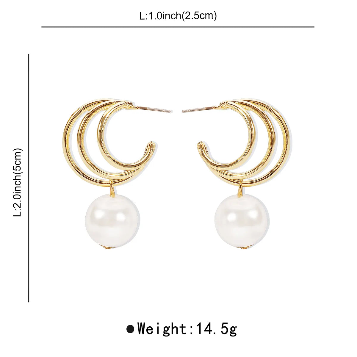 1 Pair Simple Style Geometric Plating Inlay Alloy Artificial Pearls Drop Earrings