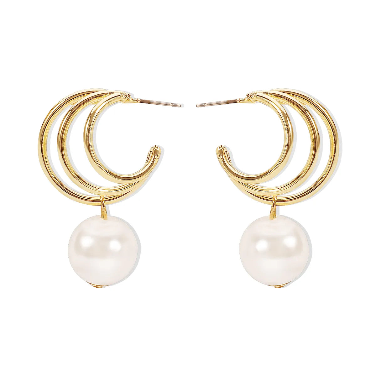 1 Pair Simple Style Geometric Plating Inlay Alloy Artificial Pearls Drop Earrings