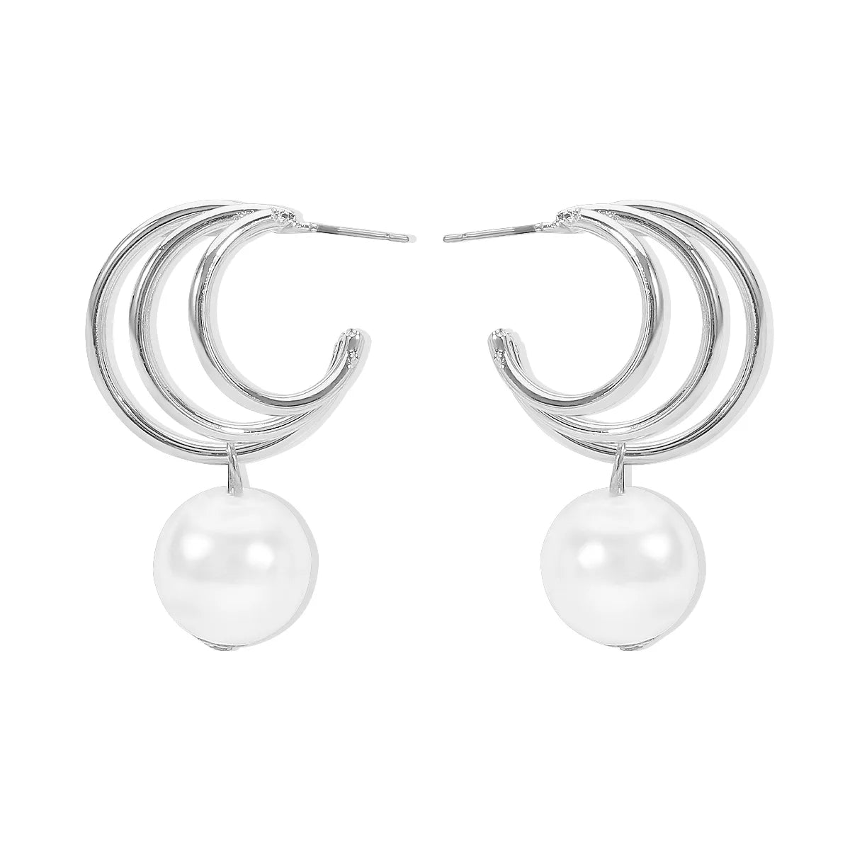 1 Pair Simple Style Geometric Plating Inlay Alloy Artificial Pearls Drop Earrings