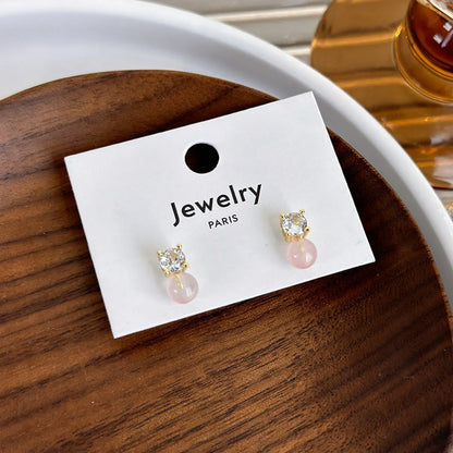 1 Pair Simple Style Geometric Plating Inlay Alloy Copper Zircon Ear Studs