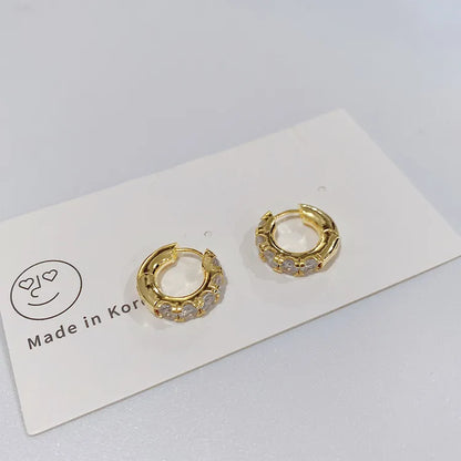 1 Pair Simple Style Geometric Plating Inlay Brass Zircon 18k Gold Plated White Gold Plated Hoop Earrings