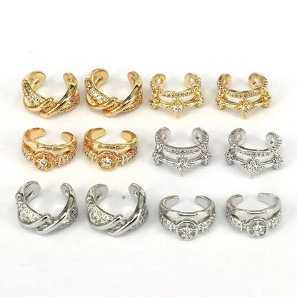 1 Pair Simple Style Geometric Plating Inlay Copper Zircon 18k Gold Plated Ear Cuffs