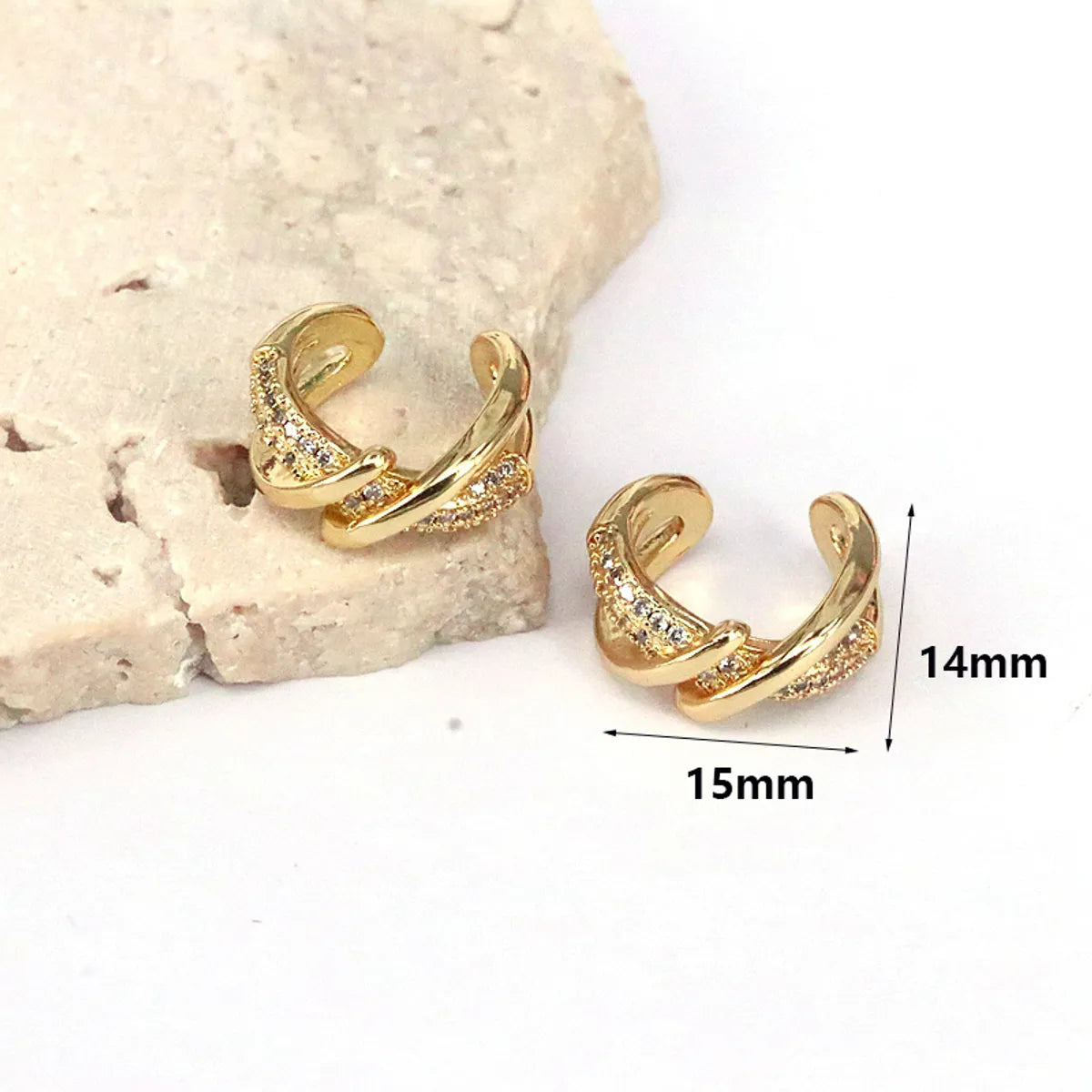 1 Pair Simple Style Geometric Plating Inlay Copper Zircon 18k Gold Plated Ear Cuffs