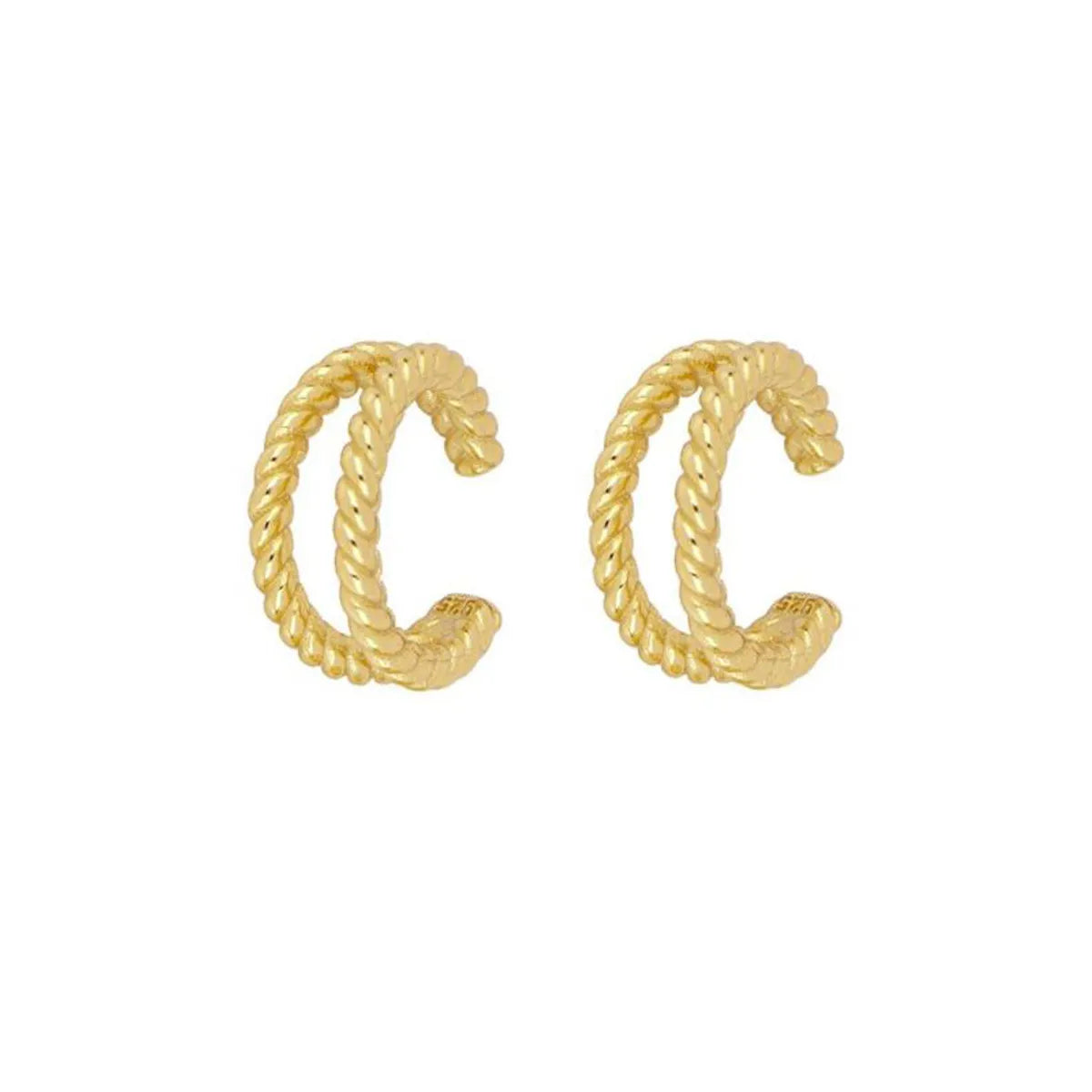 1 Pair Simple Style Geometric Plating Inlay Copper Zircon 18k Gold Plated Hoop Earrings Ear Cuffs Ear Studs