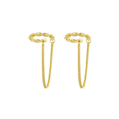 1 Pair Simple Style Geometric Plating Inlay Copper Zircon 18k Gold Plated Hoop Earrings Ear Cuffs Ear Studs